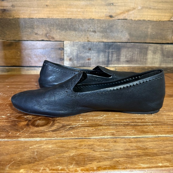 Birdies Starling Leather Loafer Flat Women 12 Black Laser Cut‎ Slip On Shoe - Picture 8 of 10